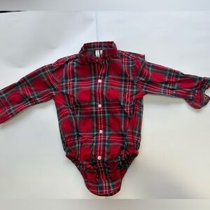 Red Plaid Baby Onesie